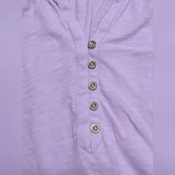 Lilly Pulitzer Essie Tank Top Lilac Freesi Purple & Gold Button - Picture 5 of 6